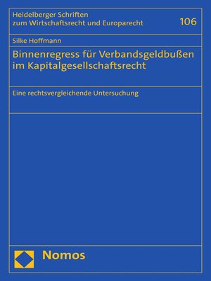 cover image of Binnenregress für Verbandsgeldbußen im Kapitalgesellschaftsrecht